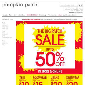 50%OFF Kids Wear at PumpkinPatch Deals and Coupons