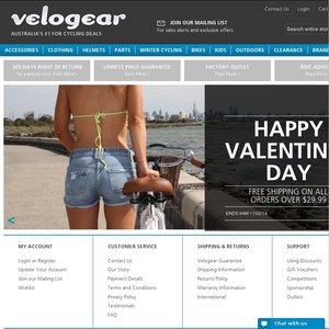 50%OFF Velogear Purchase over $30 Deals and Coupons
