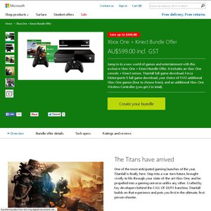 50%OFF Xbox One with Kinect, 4 Games, 2 Controllers for 12 Months online Deals and Coupons