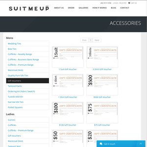 10%OFF SuitMeUp Gift Vouchers Deals and Coupons