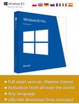 50%OFF Microsoft Windows 8.1Professional 32/64 Bit with CD-Key Global Deals and Coupons