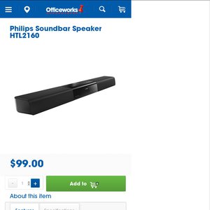 50%OFF Philips 2.1 channels Bluetooth Soundbar Speaker HTL2160 Deals and Coupons