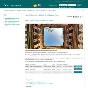 50%OFF Cathay Pacific Johannesburg Getaway Deals and Coupons