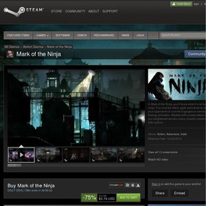 75%OFF Mark of the Ninja from Steampowered Store Deals and Coupons