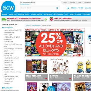 25%OFF DVDs & Blu-rays @ Big W Deals and Coupons