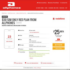 50%OFF Vodafone Red from Allphones Deals and Coupons