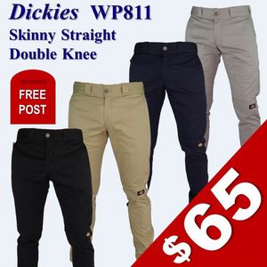 50%OFF Skinny Straight Fit Double Knee Work Pants Deals and Coupons