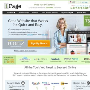 50%OFF iPage: $1 USD/Month Hosting + Free Domain Deals and Coupons