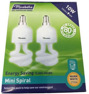 80%OFF Mirabella Mini Spiral 10W Small Edison Compact Fluro Globes  Deals and Coupons