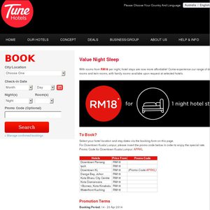 50%OFF Tune Hotels Malaysia Room Deals and Coupons