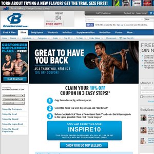 10%OFF Purchase at BodyBuilding.com Site Deals and Coupons
