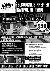 84%OFF Jump Factory Indoor Trampoline Park Family Pack Deals and Coupons