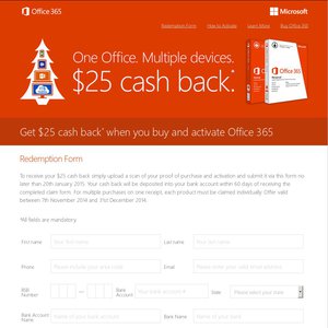 50%OFF $25 Cashback from Microsoft for Office 365 Deals and Coupons