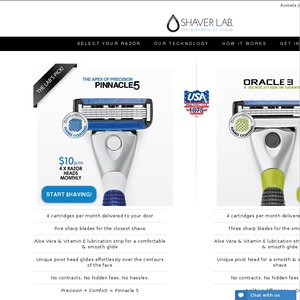 50%OFF USA Made 5 Blade Razors (4 New Cartridges + Ergonomic Handle)  Deals and Coupons