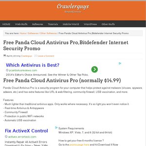 50%OFF Bitdefender Internet Security 6 Months and Panda Cloud Antivirus Pro Deals and Coupons