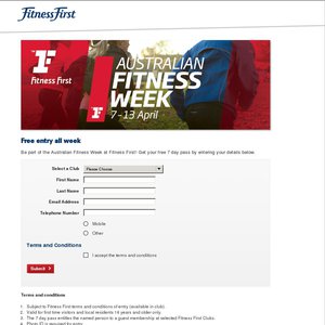 50%OFF  Entriy for Australia Fitness Week Deals and Coupons