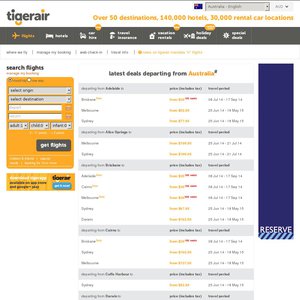 50%OFF Tiger air Sydney, Melbourne and Brisbane Deals and Coupons