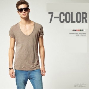 15%OFF Men's Style Simple Big Round Neck under T-Shirt Deals and Coupons