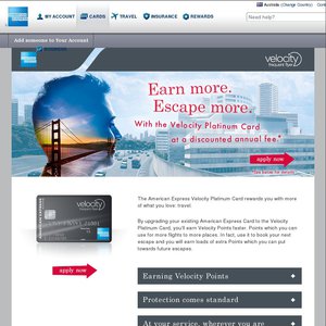 30%OFF American Express Velocity Platinum Card Annual Fee Deals and Coupons