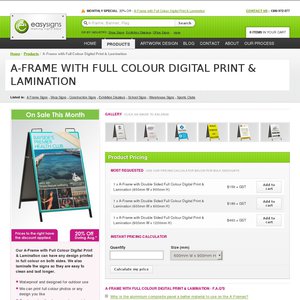 20%OFF A-Frame w/ Full Colour Digital Print & Lamination Deals and Coupons