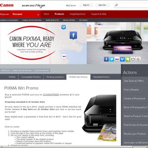50%OFF Selected PIXMA printers (Canon Cashback) Deals and Coupons