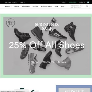 25%OFF  Urban Outfitters Mens & Women's Shoes  Deals and Coupons