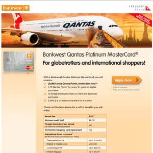 50%OFF 20,000 Qantas FF Points with Bankwest Deals and Coupons
