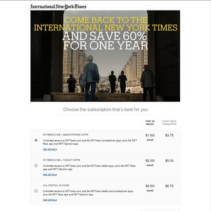 60%OFF New York Times subscription Deals and Coupons