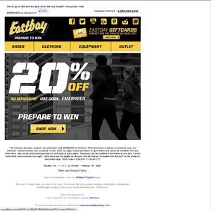 20%OFF Eastbay Any Orders Deals and Coupons