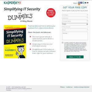 FREE 'For Dummies' eBooks from kaspersky Deals and Coupons