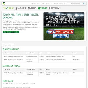 50%OFF AFL Finals tickets Deals and Coupons