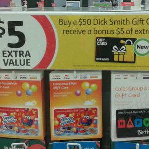 50%OFF $50 Dicksmith Gift card at Coles Deals and Coupons