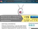 50%OFF Pink Crystal Love Heart Necklace Deals and Coupons