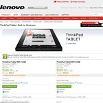 50%OFF Lenovo ThinkPad Tablet 64GB Wi-Fi and Keyboard Folio Case Deals and Coupons