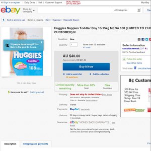 50%OFF Huggies Nappies Toddler Boys 10 to 15kg MEGA 108 Pack Deals and Coupons