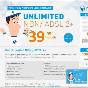 50%OFF Netcube Internet Special $39.95 for Unlimited ADSL2 Deals and Coupons