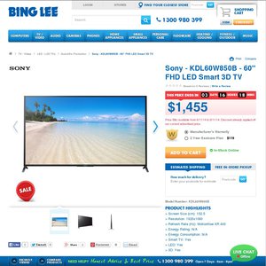 50%OFF Sony KDL60W850B 60