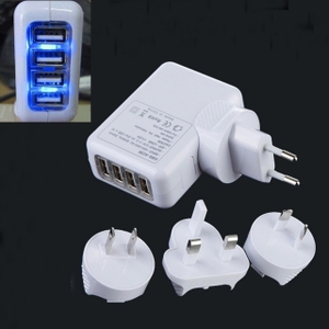 50%OFF 4-in-1 2.1A 4-USB LED Travel Charger Adapter Deals and Coupons