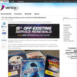 15%OFF VentraIP Hosting Renewals Deals and Coupons
