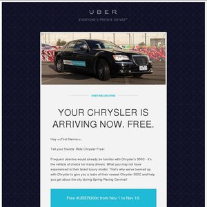 50%OFF Free Uber Rides in Melbourne in their Chrysler 300C Deals and Coupons