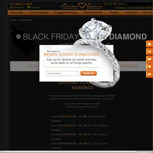 50%OFF Brian Gavin Discount on Diamonds, Pendants and Earrings Deals and Coupons