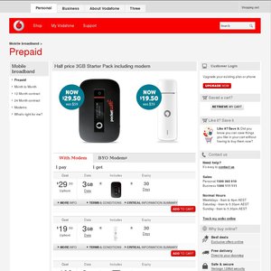 50%OFF Vodafone Prepaid 3G+ Mobile Broadband USB Deals and Coupons