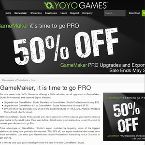 50%OFF GameMaker: Studio Professional Upgrades and Exports Deals and Coupons