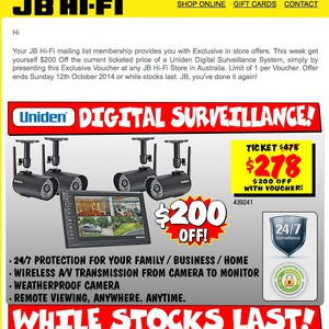200%OFF JJB HiFi: Uniden 1740 Digital Surveillance System Deals and Coupons