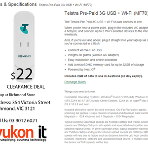 50%OFF Telstra Pre-Paid 3G USB + Wi-Fi (MF70) Deals and Coupons