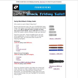 50%OFF FOURSEVENS Torch Black Friday Sale Deals and Coupons