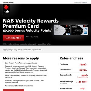 50%OFF  NAB Velocity Rewards Premium Card Deals and Coupons