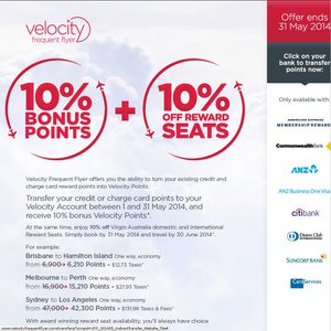 10%OFF Velocity points Deals and Coupons
