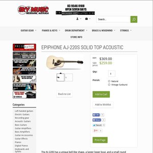 30%OFF Epiphone AJ220S Acoustic Guitar Deals and Coupons