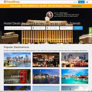 45%OFF TravelPony Worldwide Hotel Bookings Deals and Coupons
